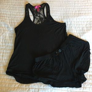 BETSEY JOHNSON lace detail tank/shorts pajama set